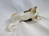 Vtg Antique DOG BEAGLE Hound Ceramic Figurine Porcelain BROWN WHITE