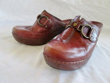 Womens NURTURE Leather Clog Shoe Slip-On Loafer Comfort 8.5 Mule BROWN Horsebit