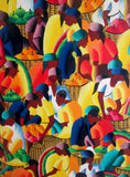 Vtg HAITI MARKETPLACE Painting Wall Hanging Colorful Ethnic Caribbean Antilles Folk Art