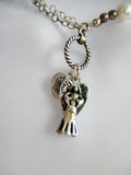 ANGEL OF DREAMS SILVER PENDANT Necklace Rhinestone PROTECTION Charm Pearl