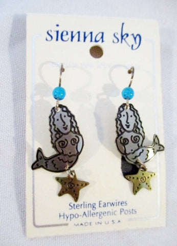 SIENNA SKY Sterling Silver MERMAID Pierced Earring Set USA Hypo-Allergenic