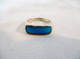 925 STERLING Silver Ring Sz 6 TURQUOISE BLUE 4g Stone Band Jewelry Wedding STATEMENT