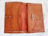 Handmade MOROCCO Mexican Tooled Leather Wallet Purse Organizer BROWN Ethnic Folk Art