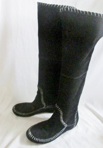 Womens BAKERS KIZMAN Suede Leather Tall Over the Knee High BOOTS BLACK 7.5 Stitch