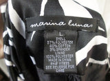 Womens MARINA LUNA jacket belt coat parka BLACK WHITE ZEBRA L Boho