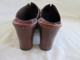 Womens NURTURE Leather Clog Shoe Slip-On Loafer Comfort 8.5 Mule BROWN Horsebit