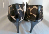 Womens NINE WEST FUR Animal Print LEATHER Stiletto Shoes LEOPARD 6.5 Bootie