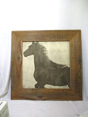34" Wood Frame WILD HORSE STALLION PONY Picture Print ART Wall Decor CA USA Made