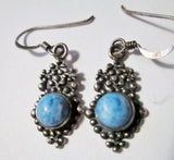 925 Sterling Silver Dangle Drop Pierced Earring Earrings Set DENIM LAPIS BLUE Boho Gypsy