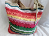 THE SAK Hobo Shoulder Bag Knit Vegan Handbag Purse Hippie Sling RAINBOW STRIPE Pride