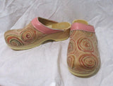 LIORA MANNE Leather Clog Shoe Slip-On Mule PINK SWIRL 37