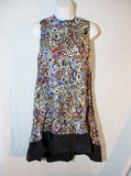 WOMENS BALENCIAGA PARIS Sleeveless dress 38 / 6 Swirl BLUE GRAY BLACK WHITE
