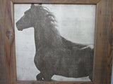 34" Wood Frame WILD HORSE STALLION PONY Picture Print ART Wall Decor CA USA Made