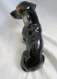 Vtg Antique DOG DACHSHUND Hound COIN BANK Ceramic Figurine Porcelain BLACK