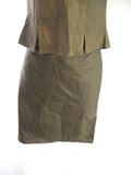 Womens PASTORI LEATHER Mini Skirt Top Set 38 / P OLIVE GREEN