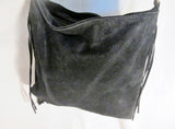 Hippie suede FRINGE leather hobo crossbody shoulder western bag BLACK cowboy