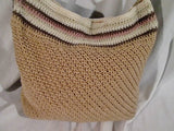 NEW THE SAK Hobo Shoulder Bag Tote Handbag Macrame Knit BROWN BEIGE STRIPE