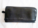 WILSONS LEATHER TRIFOLD Card Holder Wallet Organizer BLACK Photo Holder Clutch