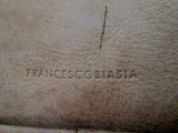 FRANCESCO BIASIA Leather Handbag Shoulder Bag Satchel Hobo Boho TAN BEIGE L