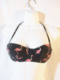 KATE SPADE FLAMINGO Summer BIKINI TOP Bathing Suit XS Black Pink Womens