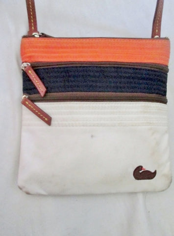 DOONEY & BOURKE Mini Shoulder Bag Crossbody Swingpack Purse Stripe WHITE ORANGE BLACK
