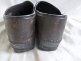 Womens DANSKO Leather Clogs Shoes Slip-On 38 / 7.5 ESPRESSO BROWN Boho Hipster