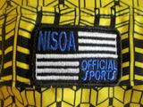 Mens NISOA Official Sports Long Sleeve Yellow Soccer Referee Jersey Shirt Patch L Top
