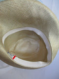 MR. JOHN Floral Straw Church Brim Sun hat Festival BLUE CREME Wedding