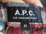 NEW A.P.C. RUE MADAM PARIS Cotton PLAID MADRAS SHORTS M RED BLUE