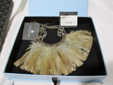 NEW LANVIN COLLIER PLUMES FEATHER NECKLACE NWT TAUPE BROWN