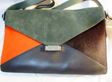 NEW NWT CELINE DIAMOND Purse MEDIUM Shoulder Bag DARK GREEN Suede  Leather