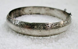 Vtg Etched 925 STERLING SILVER Handmade Hinged Bracelet Cuff Bangle Jewelry 13.2g