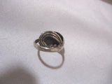 Signed Sterling Silver Ring STONE SHELL Size 5 Boho Hippie Nature Jewelry