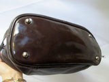 TIGNANELLO Leather Handbag Satchel Tote Shoulder Hobo Bag BROWN Ruched Pleated