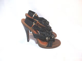 LANVIN ETE 2010 WOVEN RHINESTONE SANDAL Shoe BLACK 36.5 Boho Womens