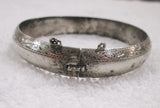 Vtg Etched 925 STERLING SILVER Handmade Hinged Bracelet Cuff Bangle Jewelry 13.2g