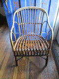 Antique Vintage Antique 30" WICKER CHAIR Woven Estate Armchair