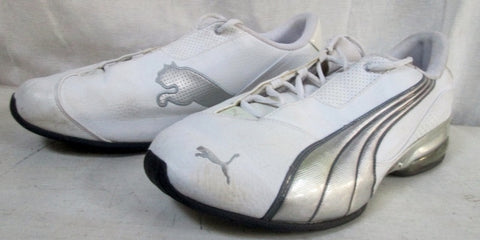 Mens PUMA SPORT LIFESTYLE RUNNING Sneakers Athletic 12 WHITE SILVER Shoes