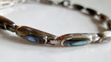 Signed 925 STERLING SILVER ABALONE SHELL MERMAID Bracelet 8.4g Bangle Jewelry Hipster Glam
