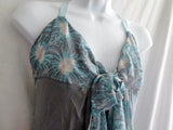 WOMENS REBECCA TAYLOR SILK Mini Dress Sz 0 GRAY Ruffle Tiered BOW FIREWORK FLORAL