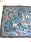 Vtg Hermes Paris BLUE LEOPARD Germany France Beach Bath Towel RARE