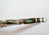 Signed 925 STERLING SILVER ABALONE SHELL MERMAID Bracelet 8.4g Bangle Jewelry Hipster Glam