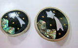 MEXICO SILVER ABALONE MOTHER OF PEARL Shell Earring SHOOTING STAR WISH Night Sky
