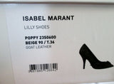 NEW ISABEL MARANT LILLY Suede High Heel Pump Shoe BEIGE 36 / 6 Womens LEATHER Slide