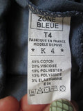 WOMENS ZONE BLEUE PARIS Ruffled Maxi Crewel Embroidery 4 BLUE Dress Button Hippy