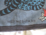 Vtg Hermes Paris BLUE LEOPARD Germany France Beach Bath Towel RARE