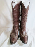 Womens STAMPEDE Western Cowboy Rocker Leather Rocker BOOTS BROWN 9 Slouch