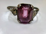 SIGNED UNCAS Mid-Century Modern 1950s Sterling Silver Ring 9.5 PURPLE FLORAL Statement