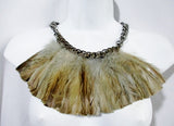 NEW LANVIN COLLIER PLUMES FEATHER NECKLACE NWT TAUPE BROWN