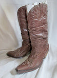 Womens STAMPEDE Western Cowboy Rocker Leather Rocker BOOTS BROWN 9 Slouch